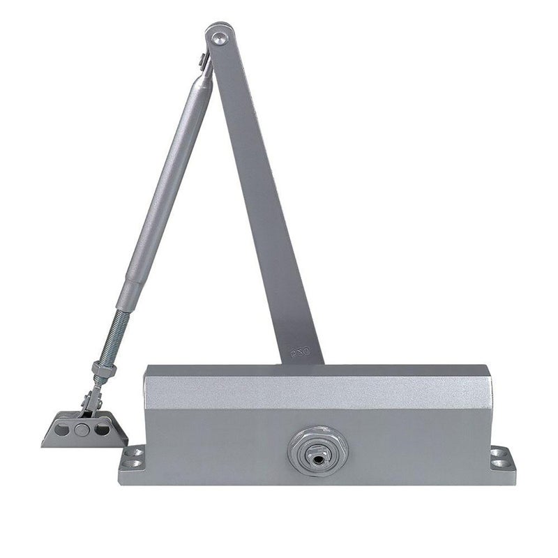 Dynasty Hardware Door Closer, Commercial Hydraulic Closer, Self-Closing, Spring Size 3, Surface Mount, Sprayed Aluminum, Series 3000 - Image 1
